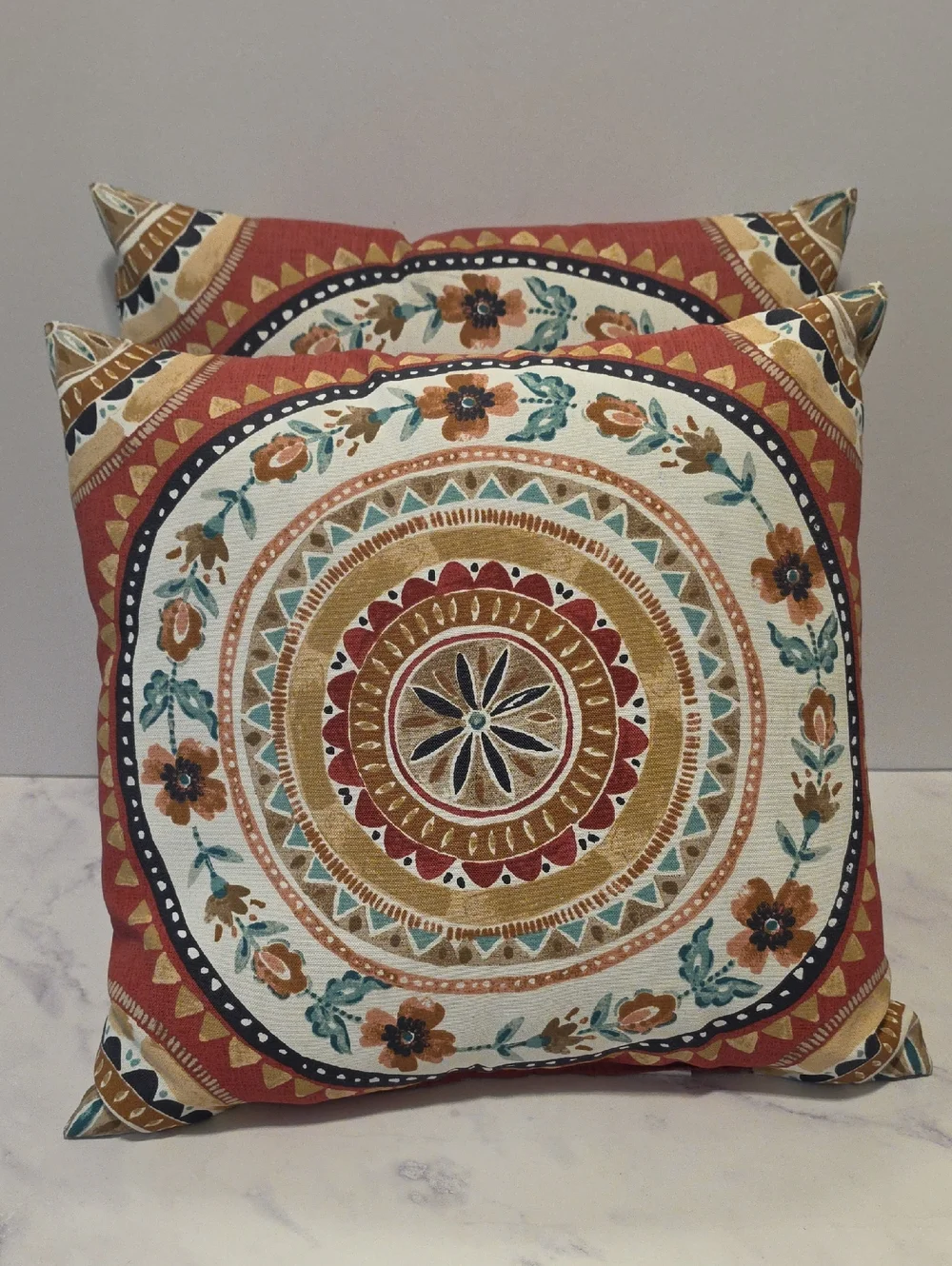 Hampton Bay Decorative Medallion Throw Pillow - Rust Accent Set Of 2
